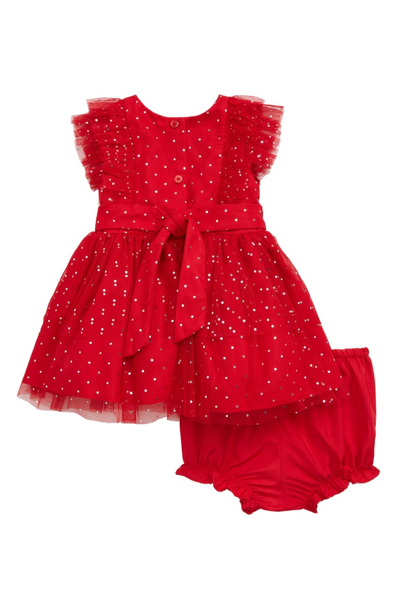 Pippa & Julie Foil Dot Mesh Party Dress & Bloomers Set, Alternate, color,