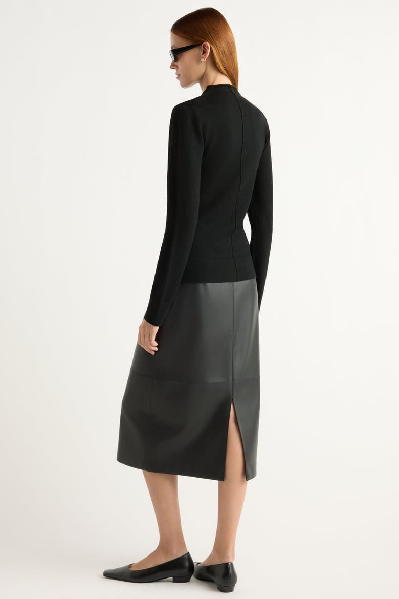 Briony Back-Slit Vegan Leather Skirt, Alternate, color, Black