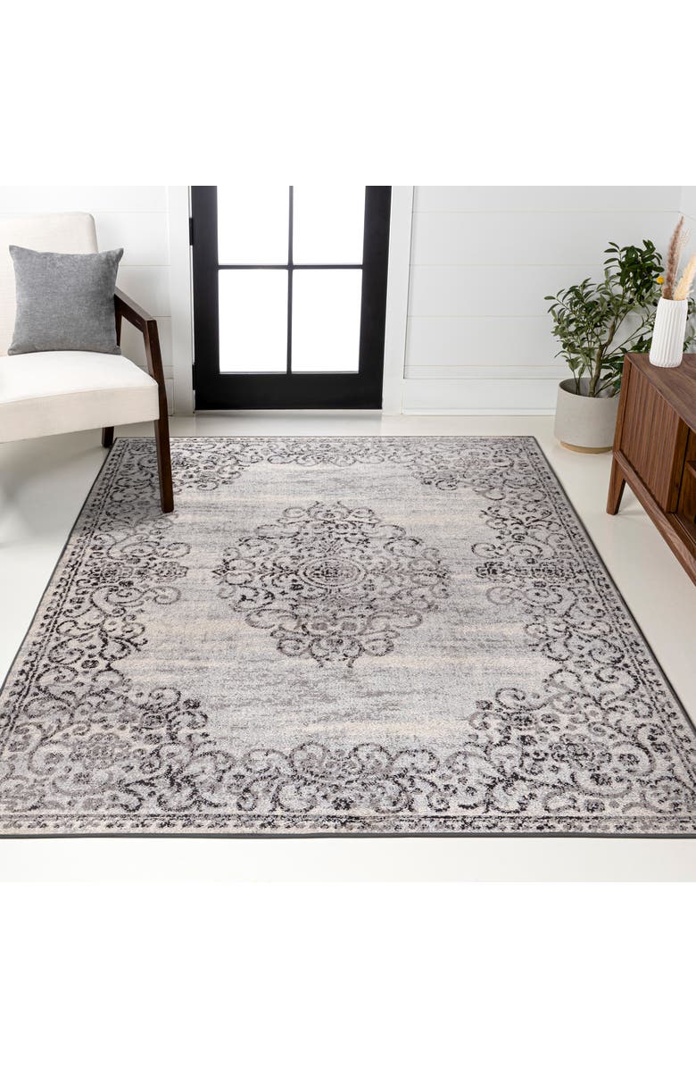 JONATHAN Y Minori Filigree Medallion Area Rug, Alternate, color, Dark Gray/Cream