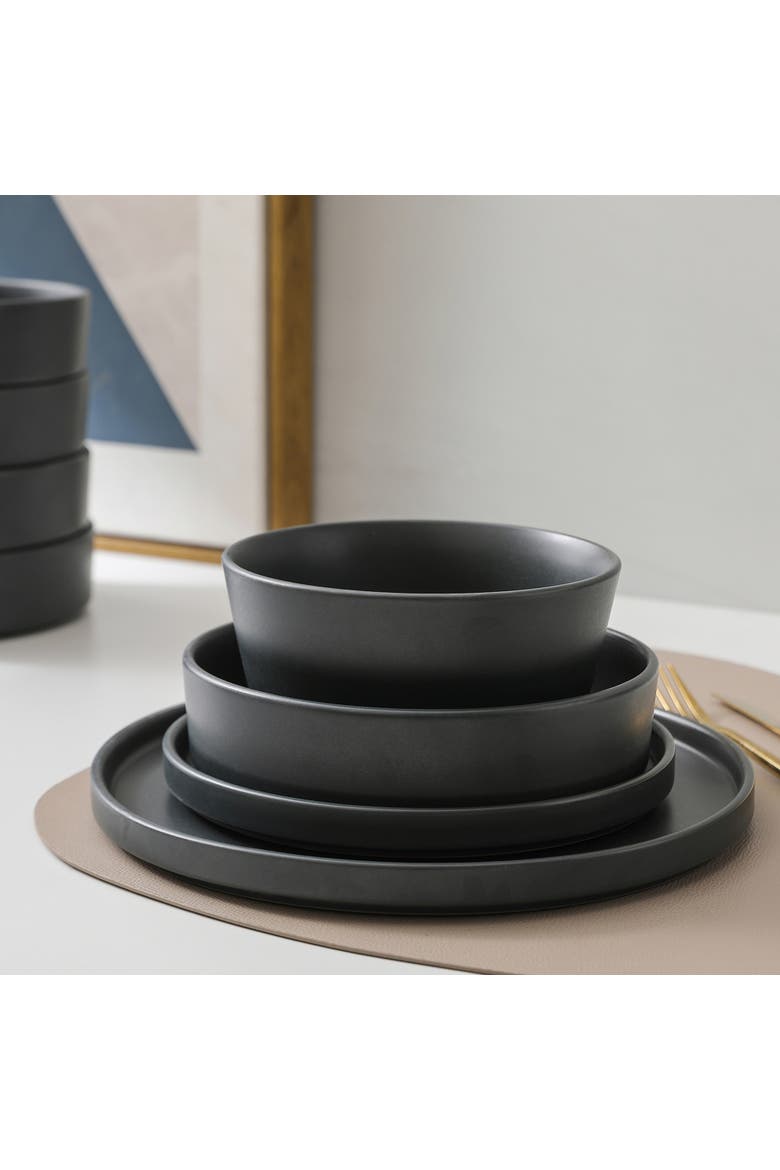 Celina Stoneware 32-Piece Dinnerware Set with Pasta Bowls, Alternate, color, Grey