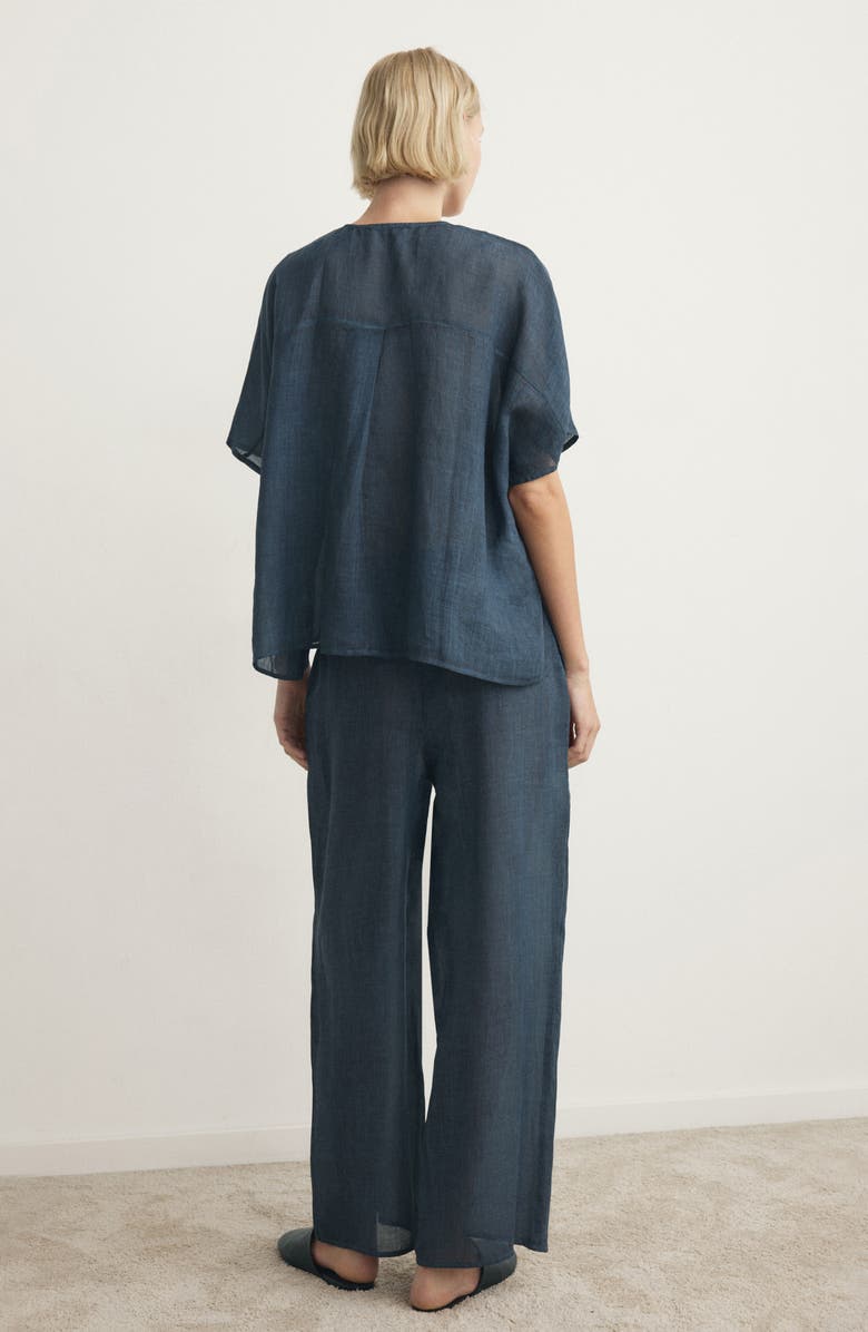 MANGO Ramie Pajama Pants, Alternate, color, Ink Blue