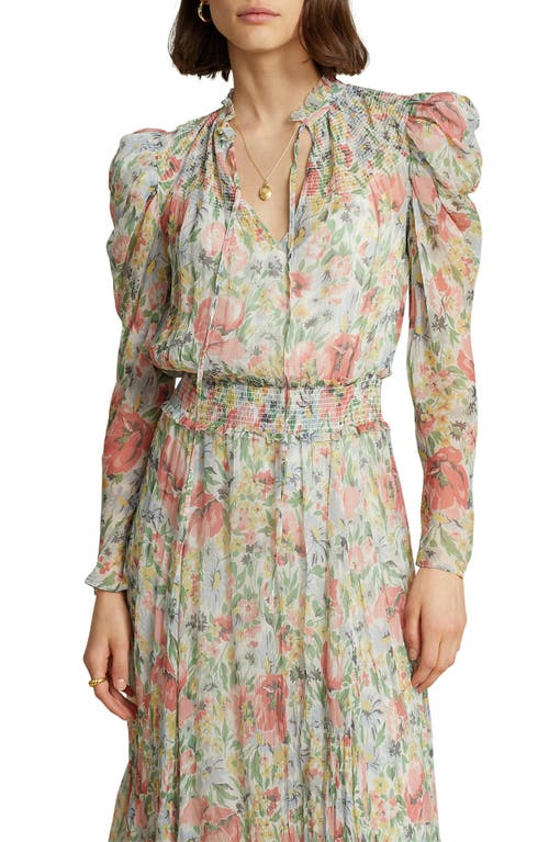 Polo Ralph Lauren Abrele Floral Long Sleeve Midi Dress In Rose Floral