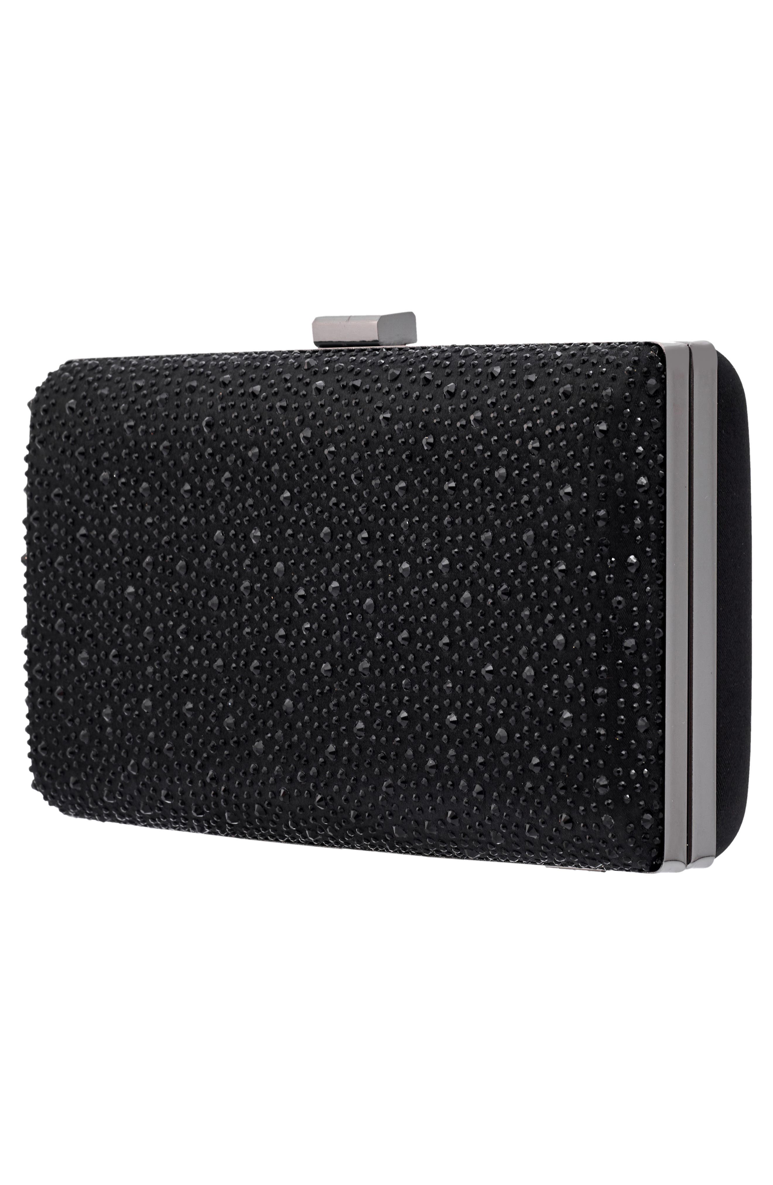 LADY COUTURE Rhinestone Clutch, Alternate, color, Black