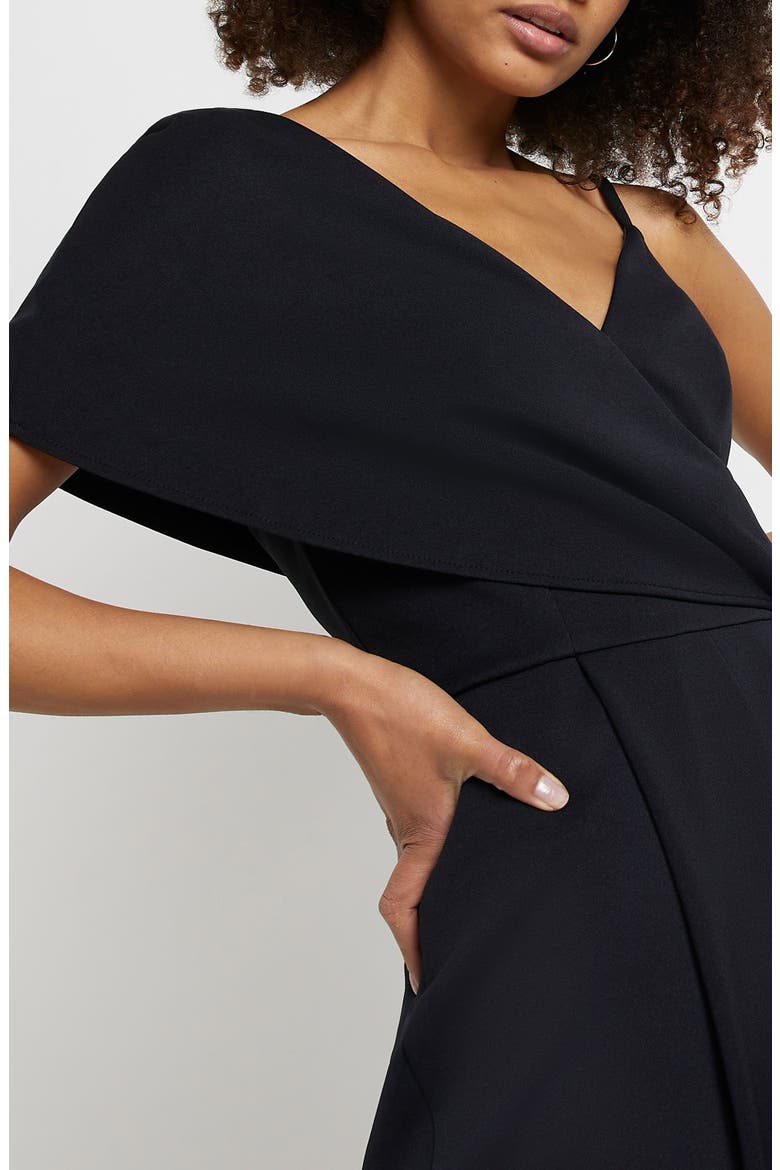 Drape Asymmetric Wide Leg Jumpsuit, Alternate, color, BLACK