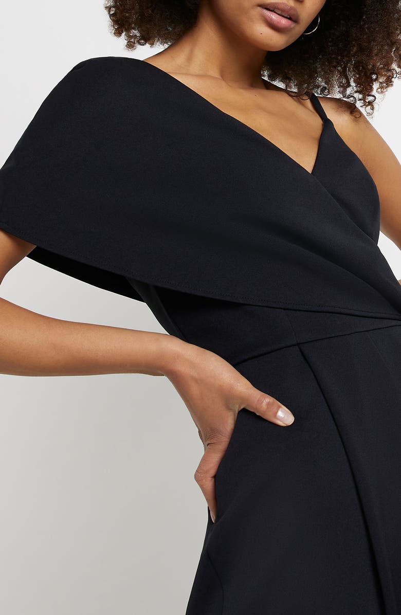 River Island Drape Asymmetric Wide Leg Jumpsuit, Alternate, color, 
