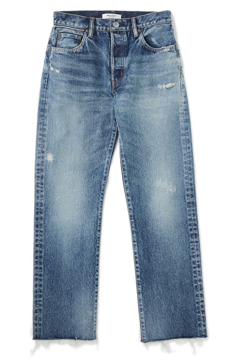 MOUSSY Sundown Raw Hem Straight Leg Jeans, Main, color, 