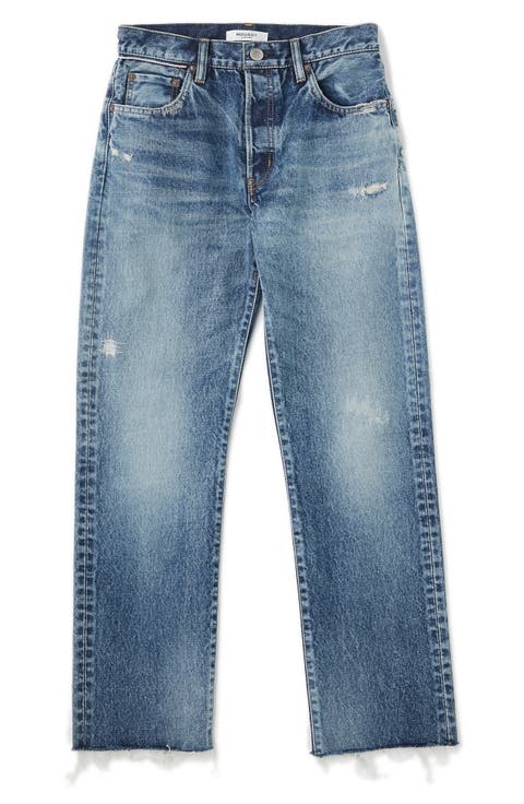 Sundown Raw Hem Straight Leg Jeans
