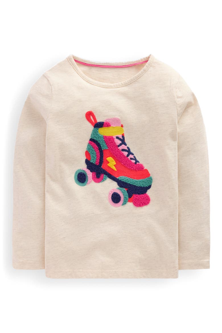 Kids' Skate Bouclé Long Sleeve Cotton Graphic T-Shirt, Main, color, OATMEAL MARL ROLLERSKATE