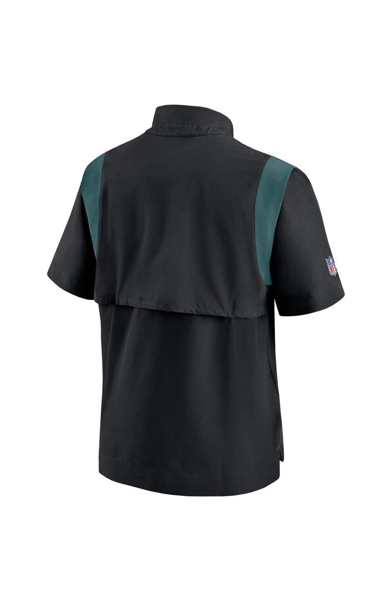 Nike Men's Nike Black Philadelphia Eagles Sideline Coaches Short Sleeve Quarter-Zip Jacket, Alternate, color,