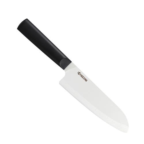 Kyocera Innovationwhite 6-inch Ceramic Santoku Chef's Knife, White Blade With Non-slip Black Handle In Black