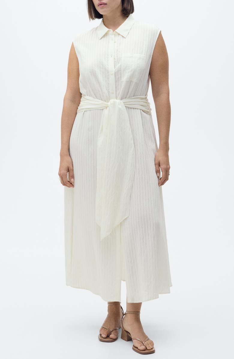 MANGO Sero Sleeveless Shirtdress, Main, color, Ecru