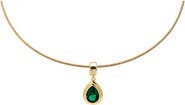 BY ADINA EDEN Colored CZ Pear Bezel Pendant Omega Chain Necklace