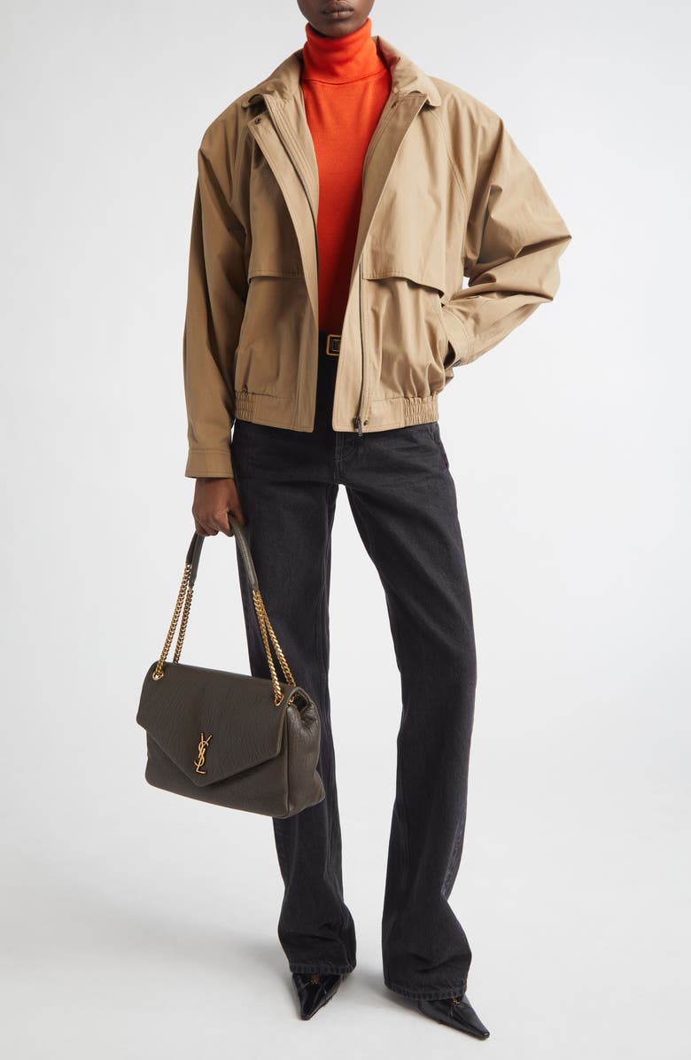 Saint Laurent Raglan Sleeve Cotton Canvas Jacket, Alternate, color, Beige/ Oleron