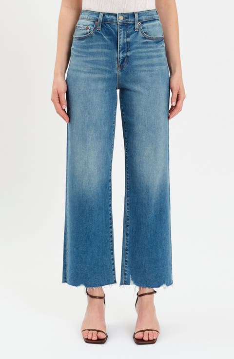 Pleaser High Waist Raw Hem Crop Jeans