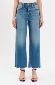 DAZE Pleaser High Waist Raw Hem Crop Jeans