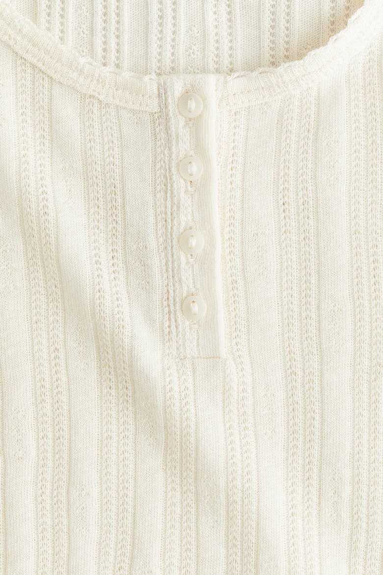 Pointelle-knit Top, Alternate, color, Cream