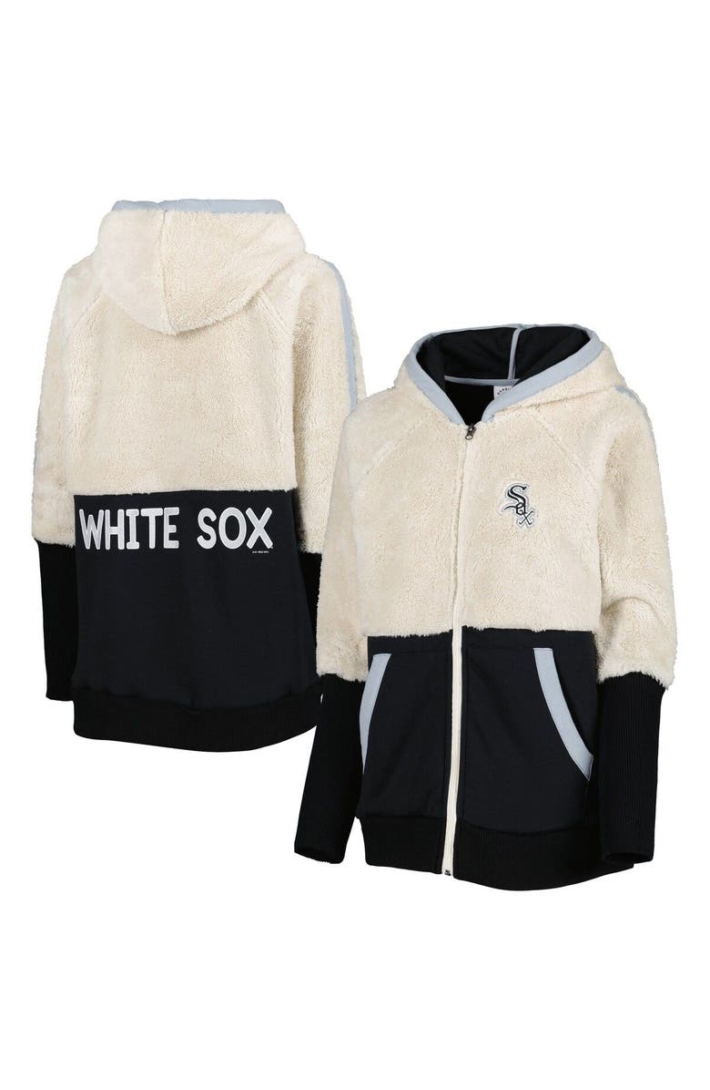 G-III 4HER BY CARL BANKS Women's G-III 4Her by Carl Banks Oatmeal/Black Chicago White Sox Shuffle It Raglan Full-Zip Hoodie, Main, color, Oatmeal