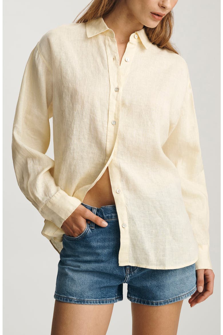 Relaxed Fit Linen Button-Up Shirt, Main, color, FLAN