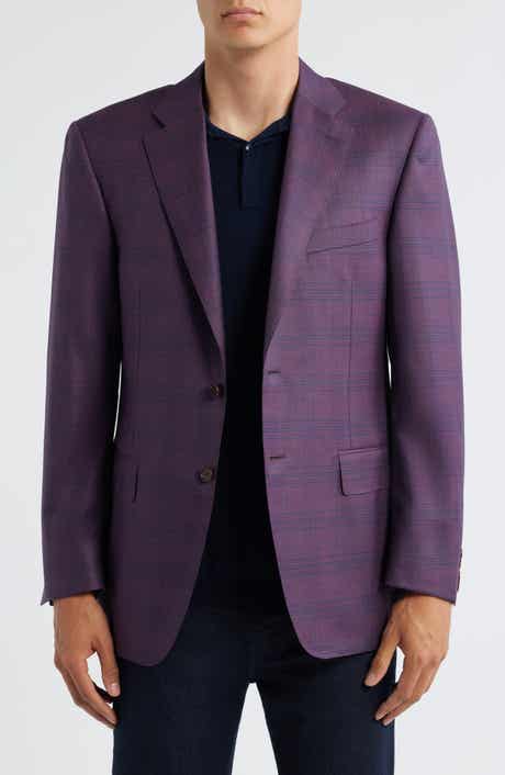 Canali Siena Regular Fit Dark Purple Plaid Super 130s Wool Sport Coat