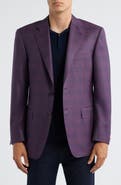 Canali Siena Regular Fit Dark Purple Plaid Super 130s Wool Sport Coat