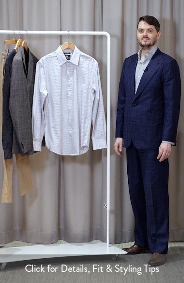 Regular Fit Duo Geo Print Performance Dress Shirt, sales video thumbnail