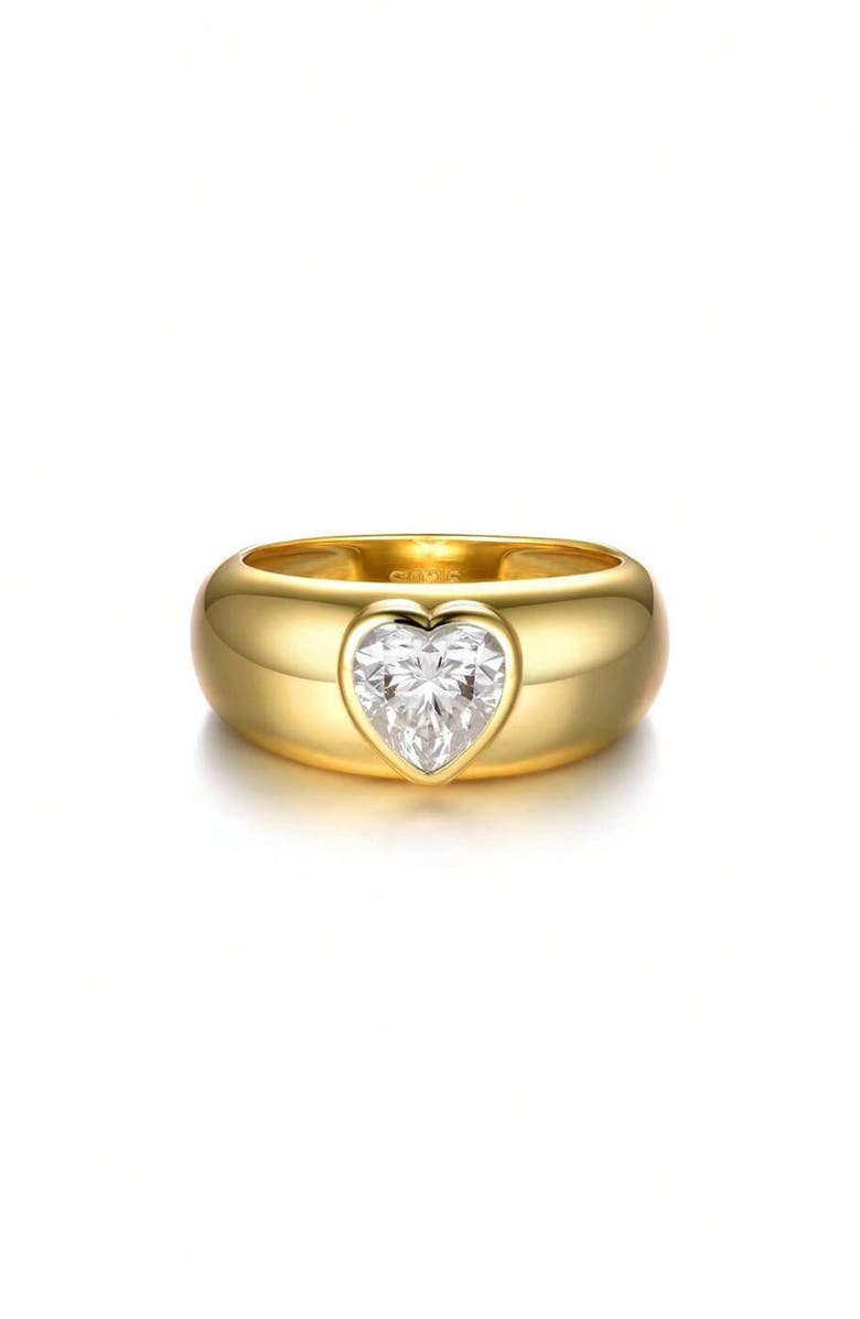 House of Frosted Heart Stone Signet Ring, Alternate, color, Yellow Gold