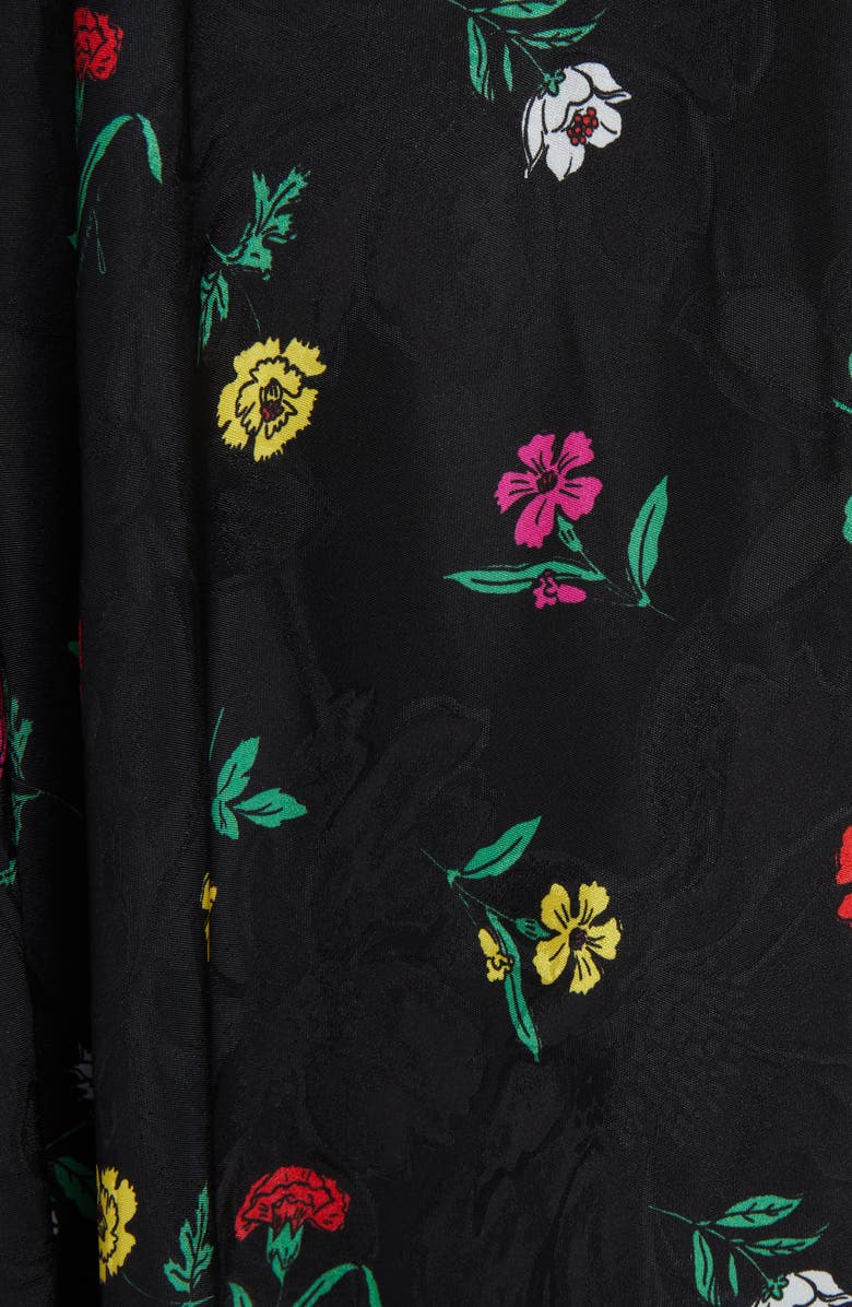 Balenciaga Jacquard Floral Print Long Sleeve Wrap Babydoll Dress, Alternate, color,