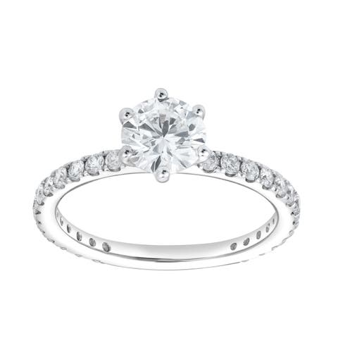 Freya 14K White Gold Round Cut Lab Grown Diamond Solitaire Engagement Ring - 1.25 ctw