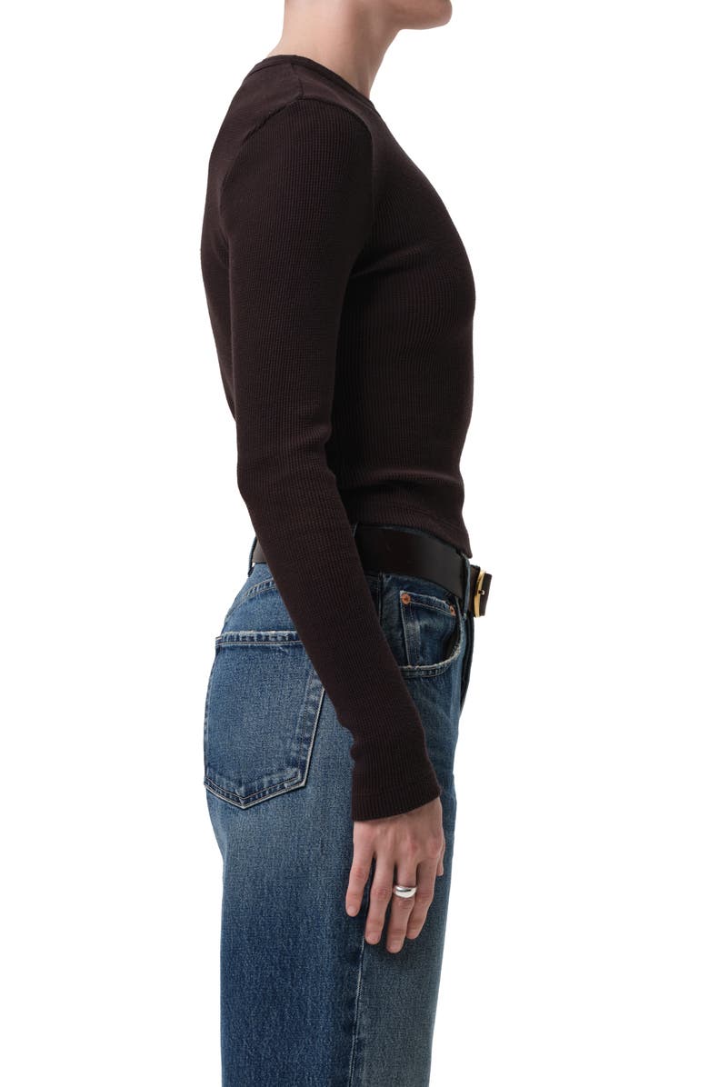 Citizens of Humanity Pilar Long Sleeve Recycled Cotton Waffle Knit T-Shirt, Alternate, color, Chocolate Medium D