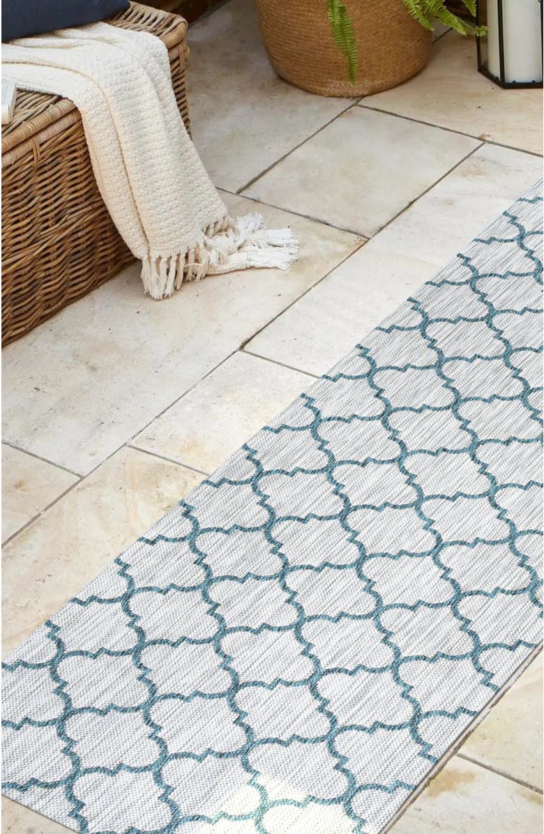 JONATHAN Y Galon Filigree Indoor/Outdoor Area Rug, Alternate, color, Gray/Teal