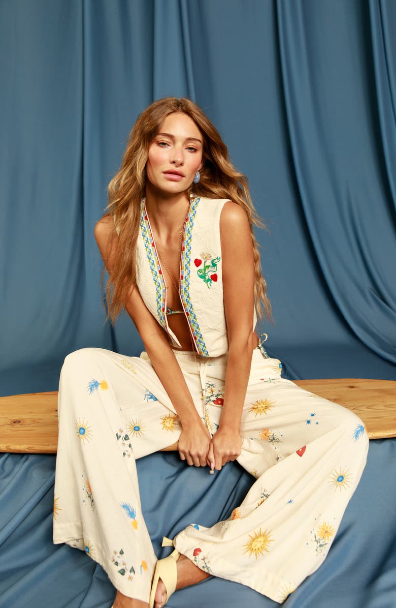 Agua Bendita Janis Solstice Cover-Up Pants, Alternate, color, White