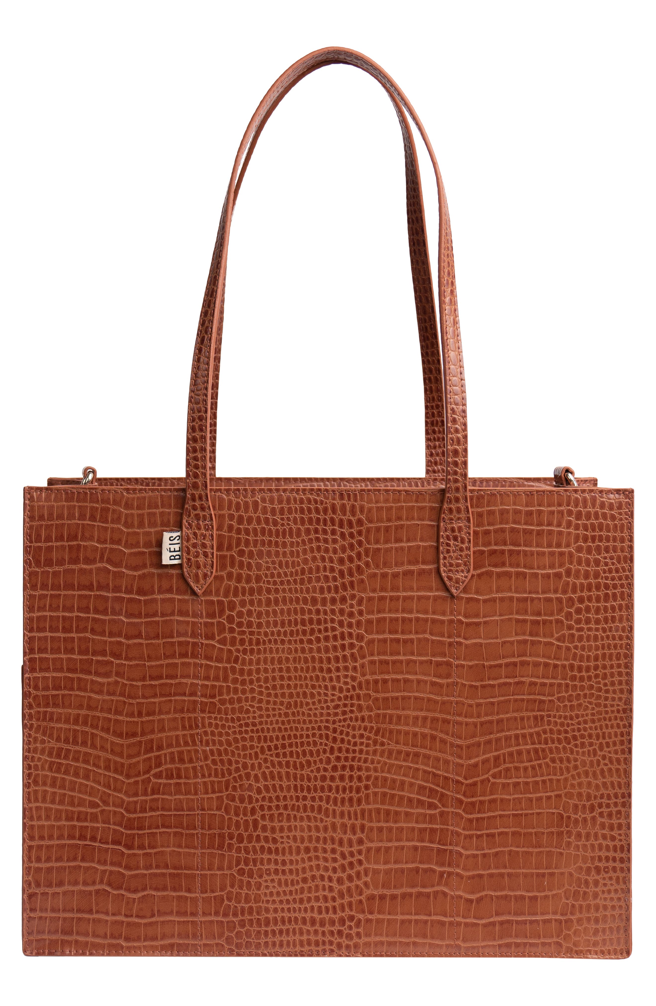 Béis Mini Work Croc Embossed Faux Leather Tote, Alternate, color, 