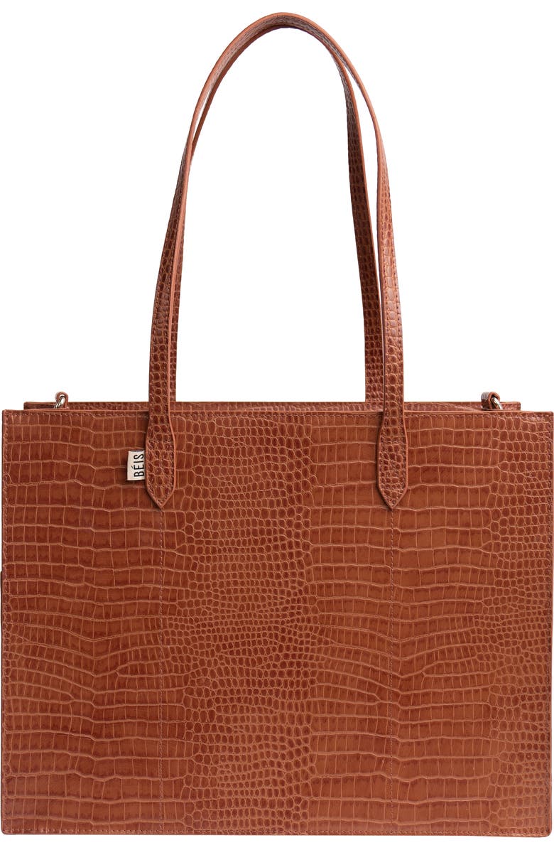 Béis Mini Work Croc Embossed Faux Leather Tote, Alternate, color,