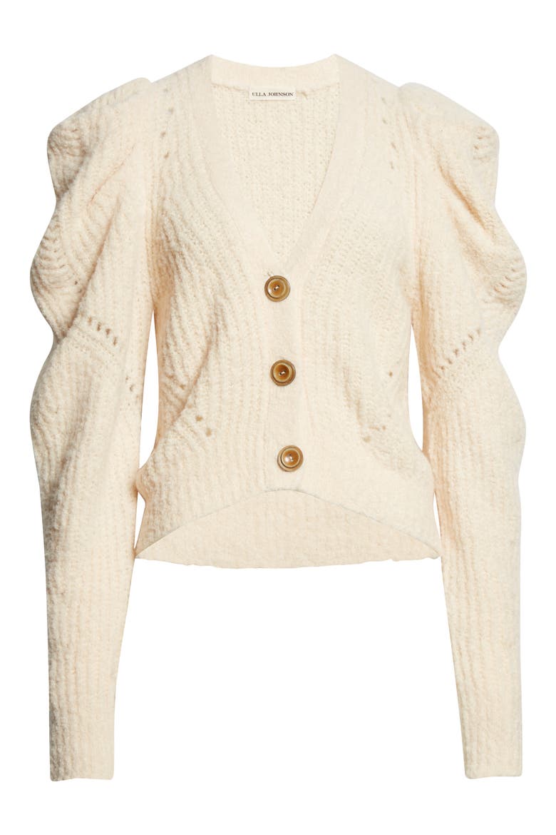 Emmy Gathered Shoulder Cardigan, Alternate, color, DAWN