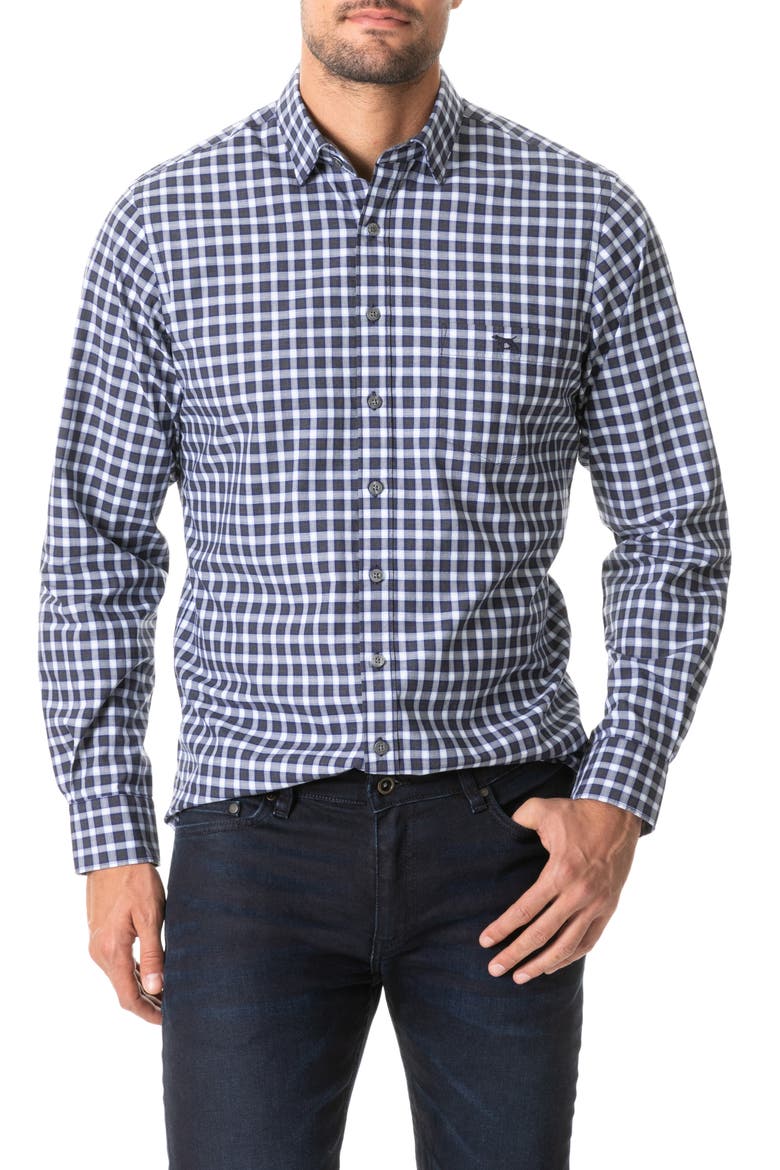 Ness Valley Original Fit Check Button-Up Shirt, Main, color, INK