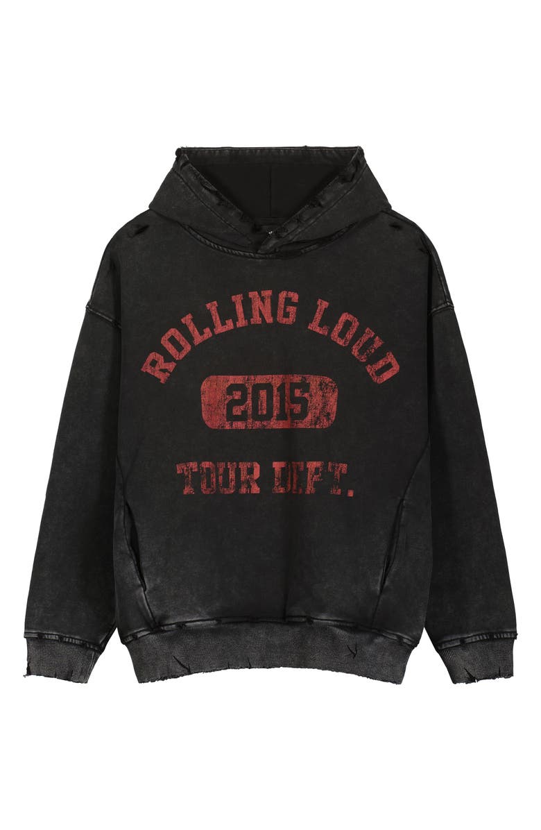 Rolling Loud Tour Dept Cotton Graphic Hoodie, Alternate, color, Washed Black