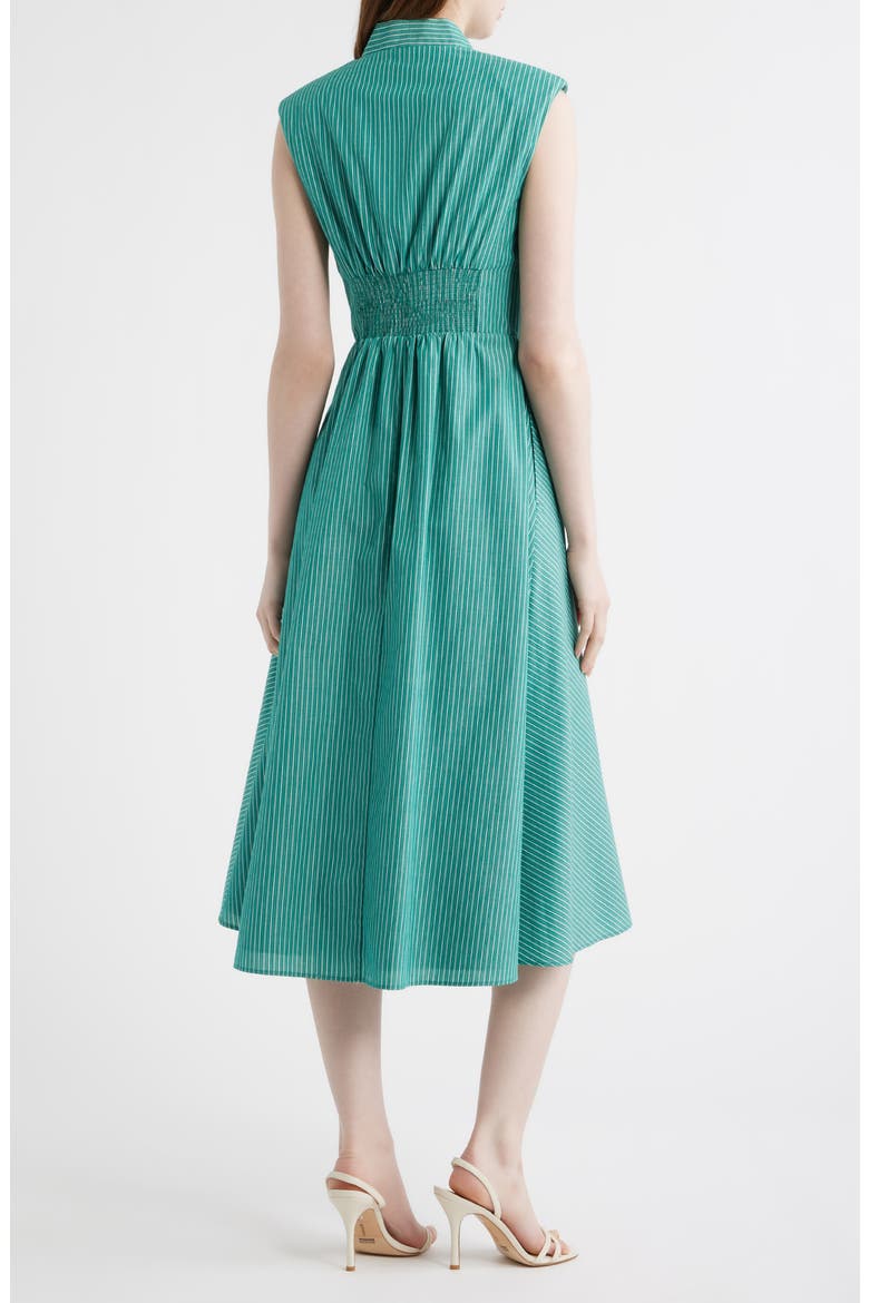 Stripe Zip Front Sleeveless Midi Dress, Alternate, color, DARK GREEN