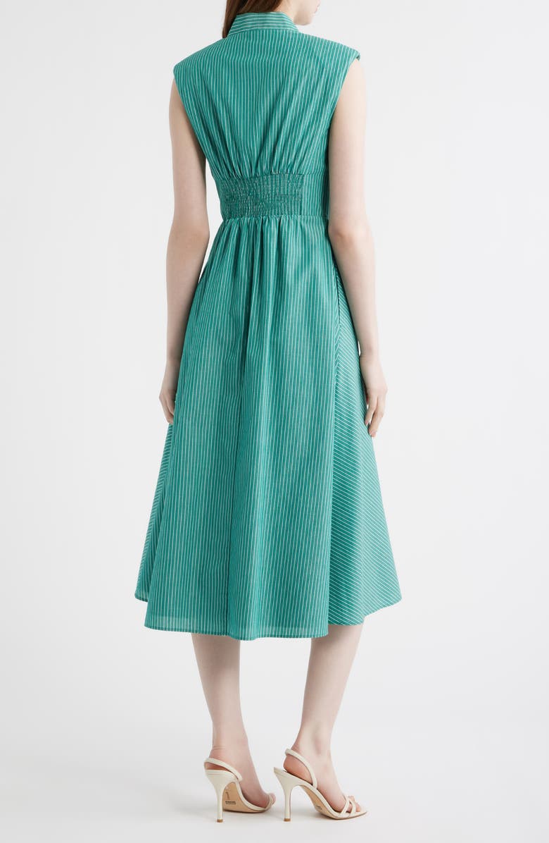 Vince Camuto Stripe Zip Front Sleeveless Midi Dress, Alternate, color, Dark Green