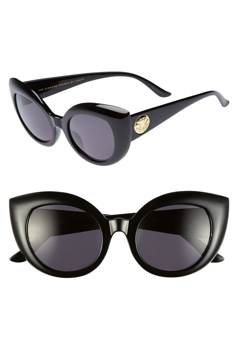 'The Diamond Brunch' 55mm Sunglasses, Main, color, GLOSS BLACK