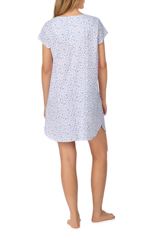 Eileen West Floral Cap Sleeve Jersey Nightshirt In White Ditsy