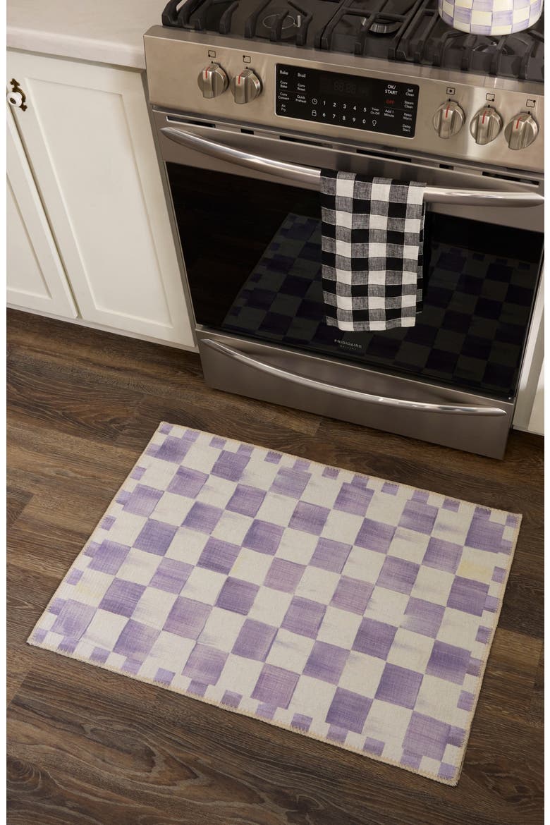 Violet Check Washable Rug, Alternate, color, VIOLET
