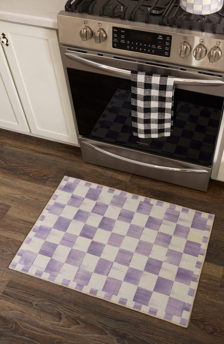 MACKENZIE CHILDS Violet Check Washable Rug, Alternate, color, Violet