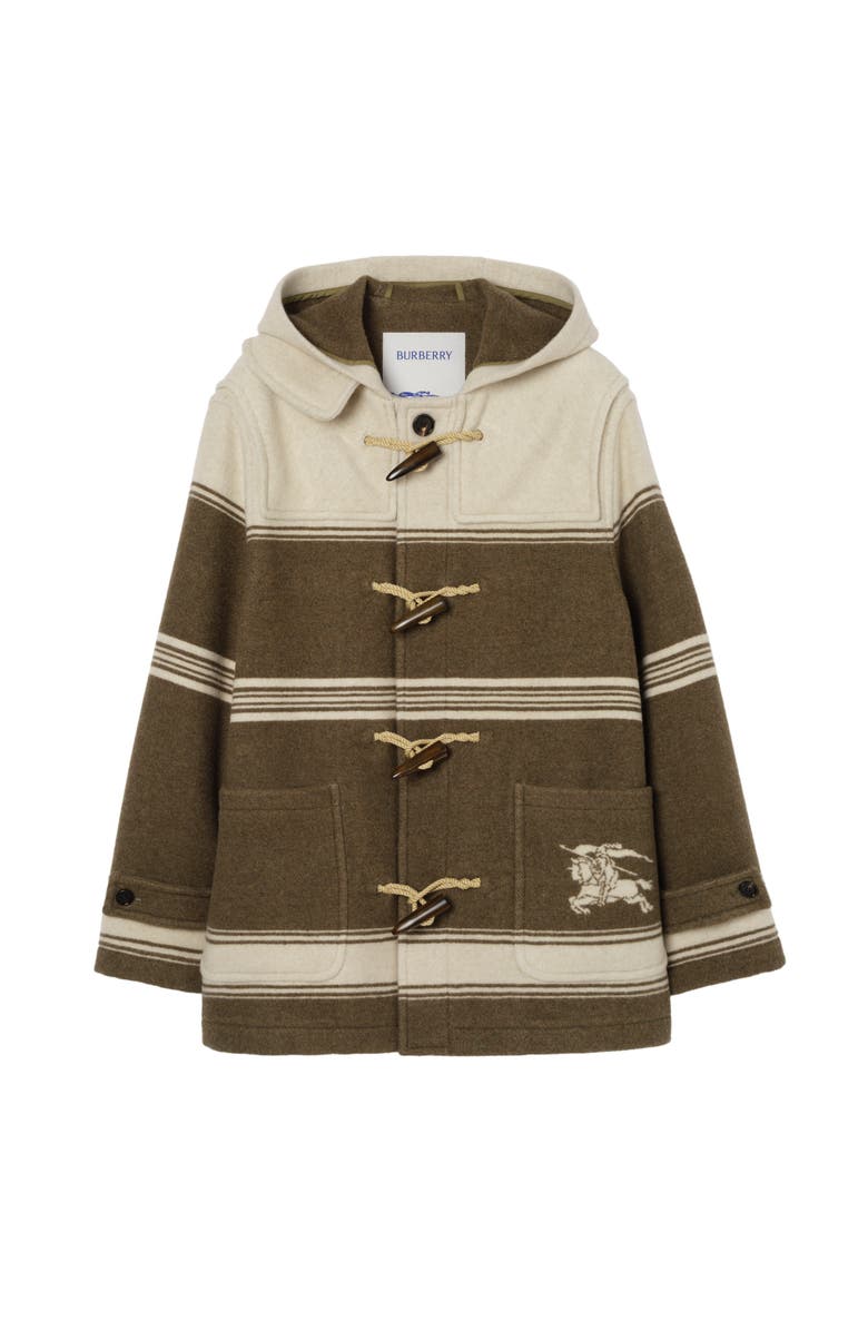 Burberry Short Wool Blend Harrogate Duffle Coat, Main, color, Scout Green