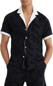Reiss Zuma Contrast Trim Floral Camp Shirt