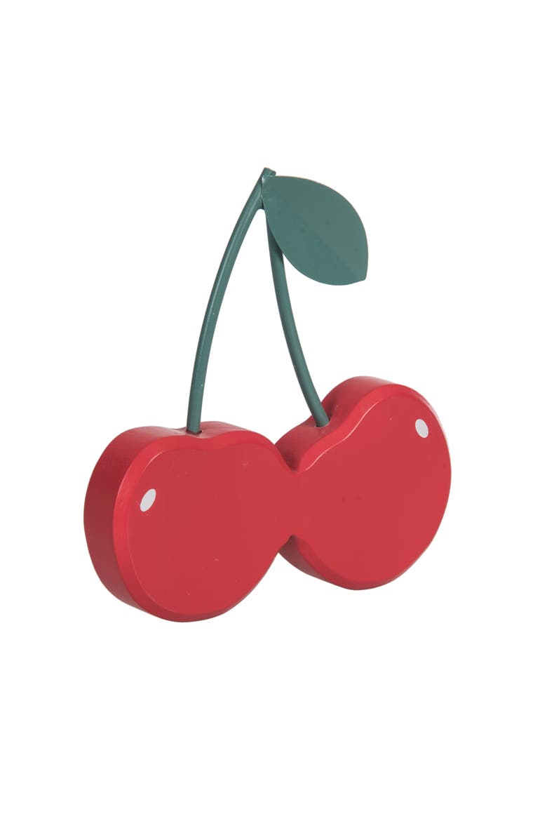 MDF and Metal Cherry Figurine Figural Wood Decorations Red and Green for Spring Home Decor, Alternate, color, Red