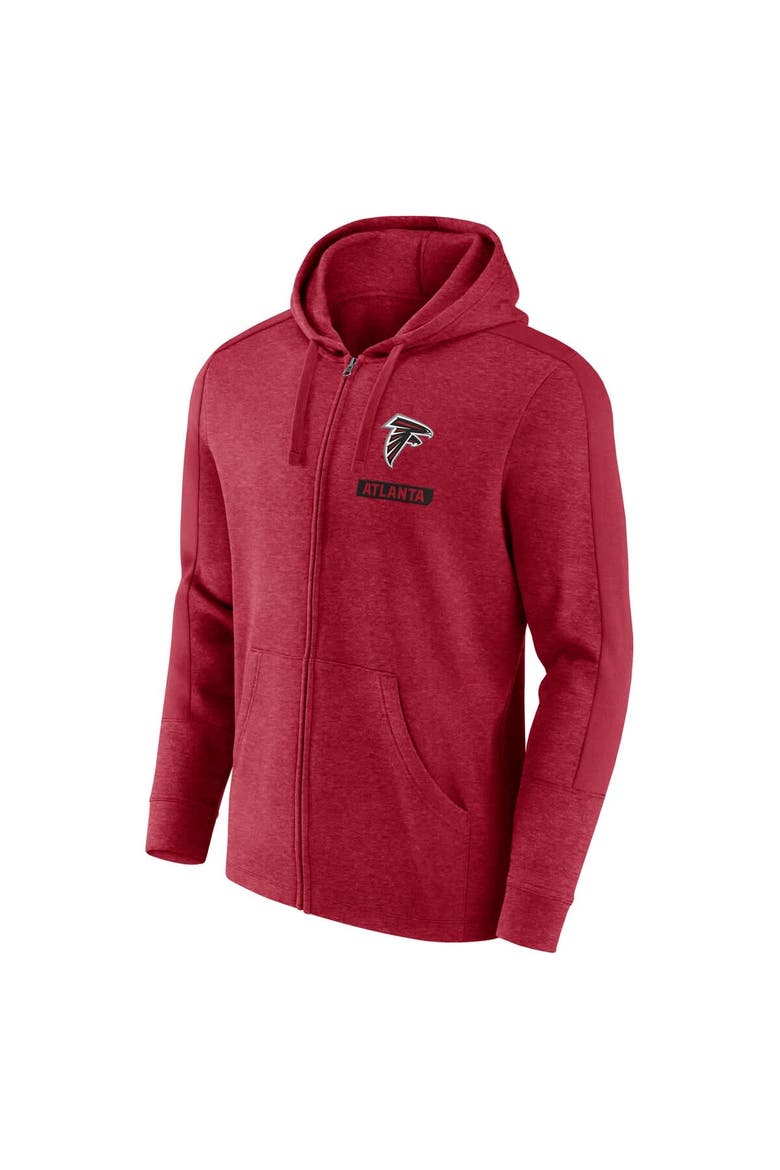 Men's Fanatics  Heather Red Atlanta Falcons Gains Full-Zip Hoodie, Alternate, color, Heather Red