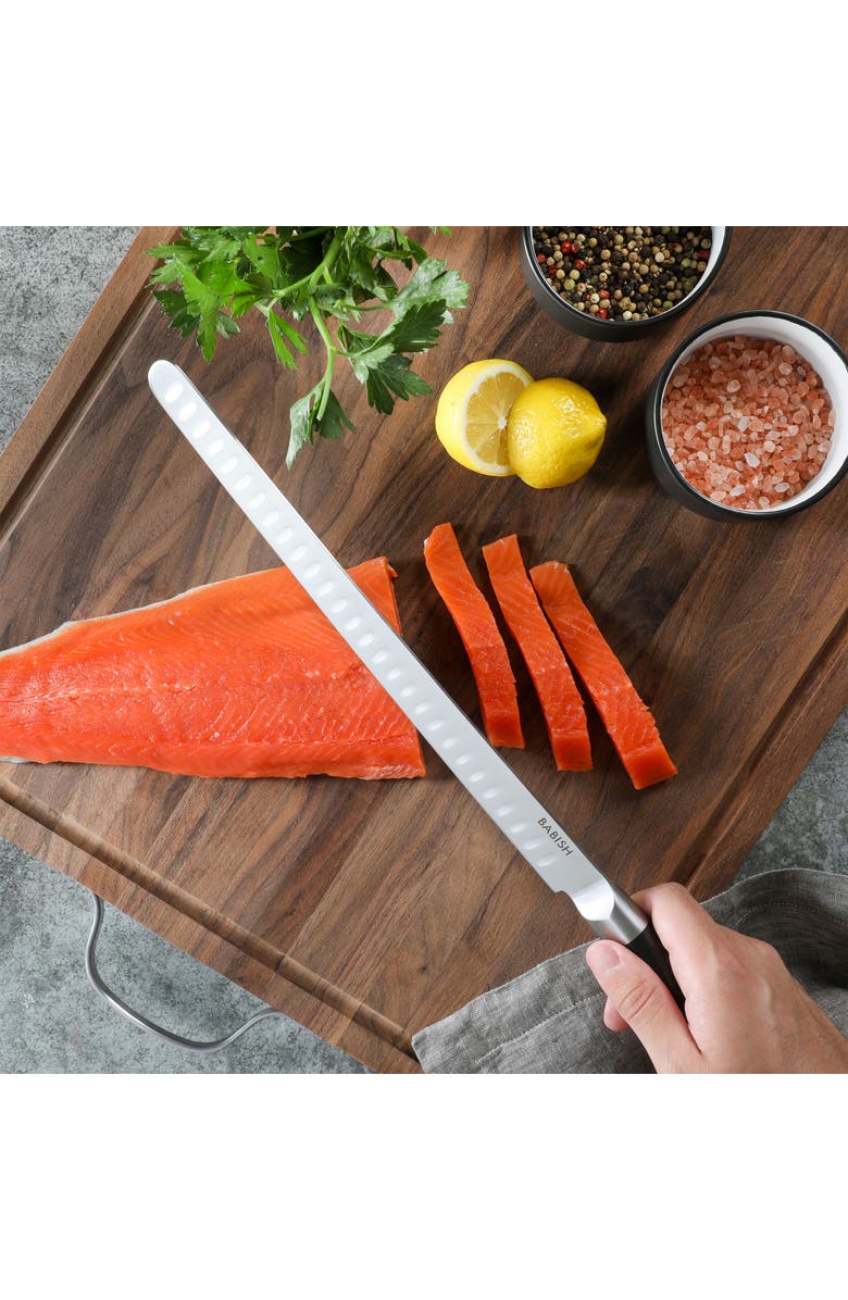 Babish 12 Inch High-Carbon Stainless Steel Full Tang Super Slicer, Alternate, color, Black