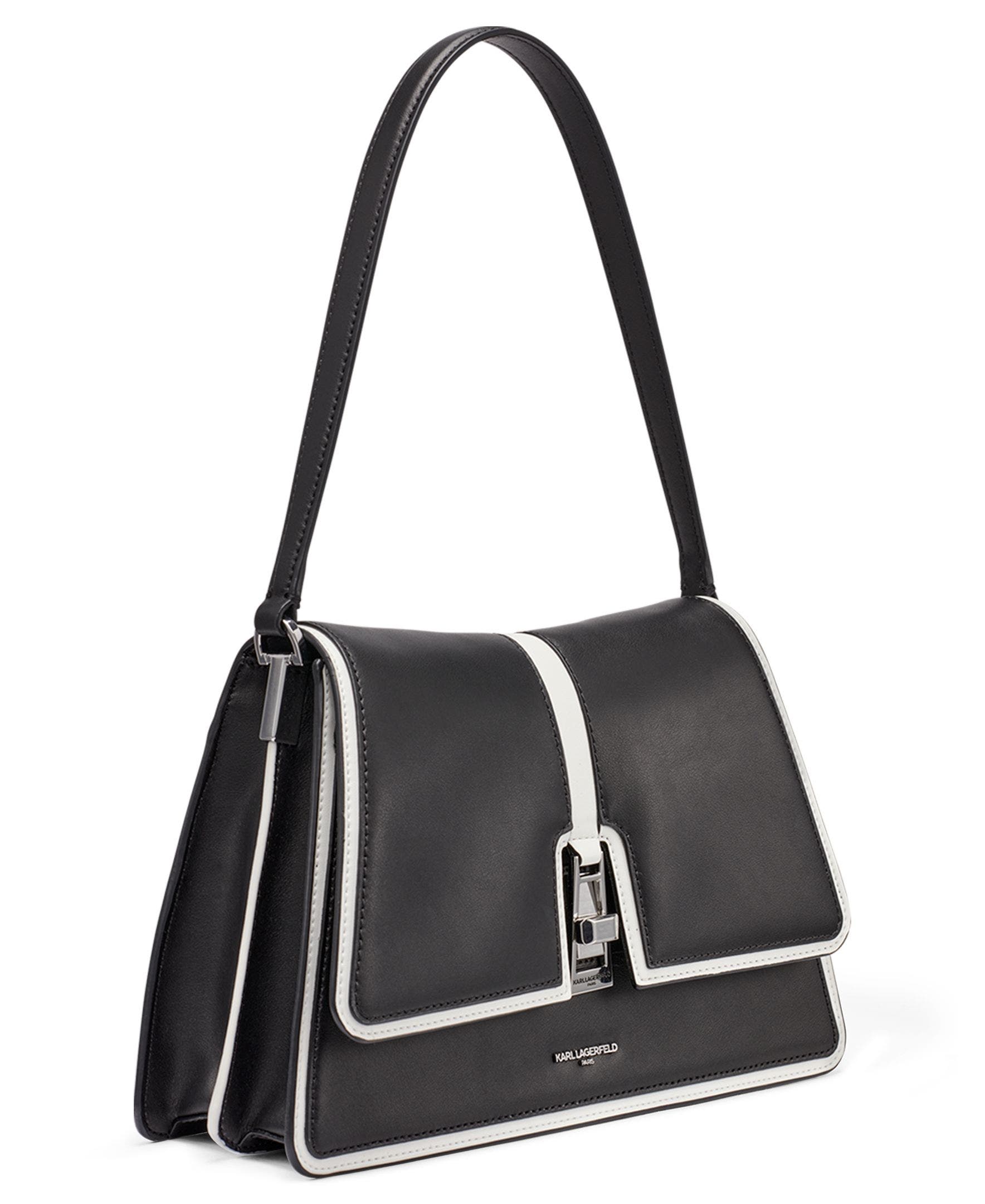 KARL LAGERFELD PARIS Mercerie  Shoulder, Alternate, color, Black/White