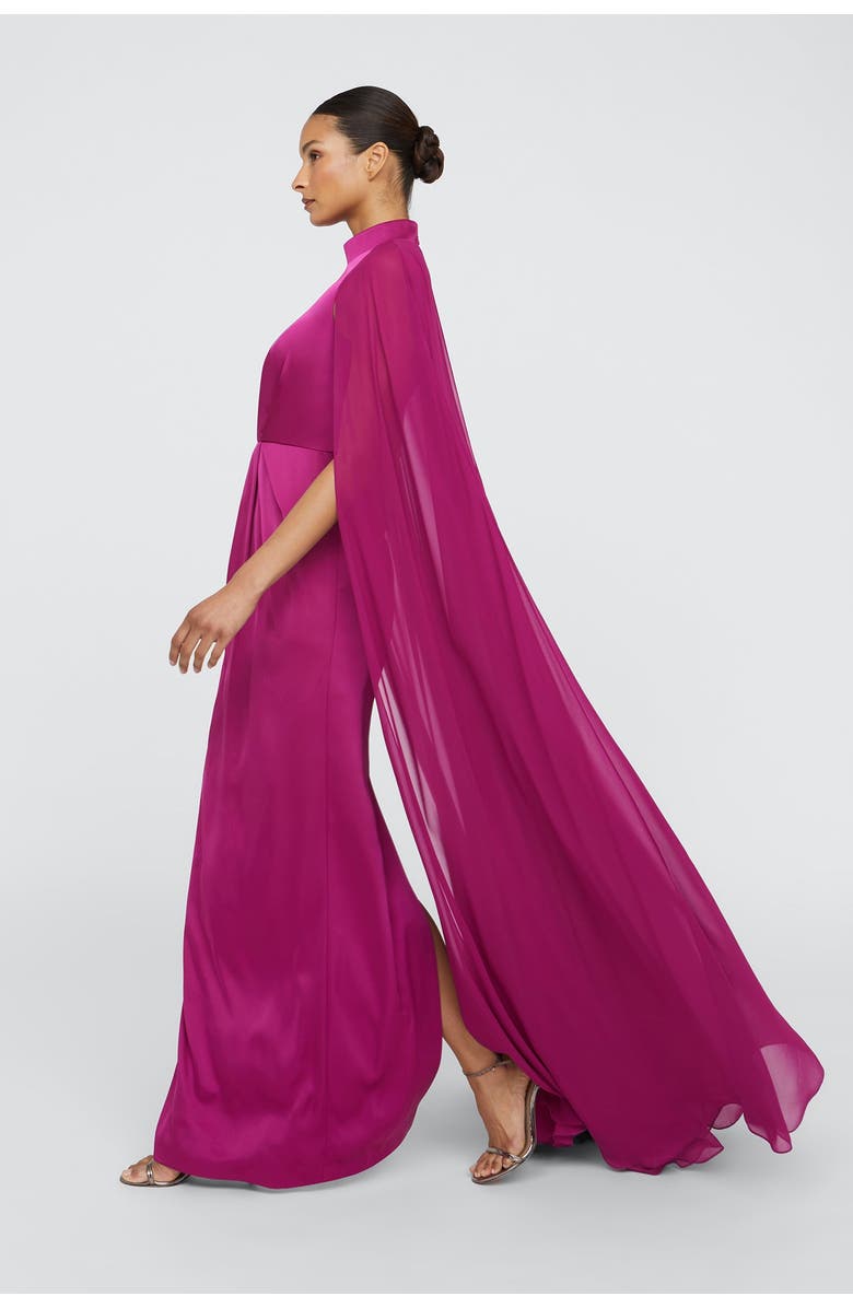 Theia Phillipa Cape Gown, Alternate, color, Sangria