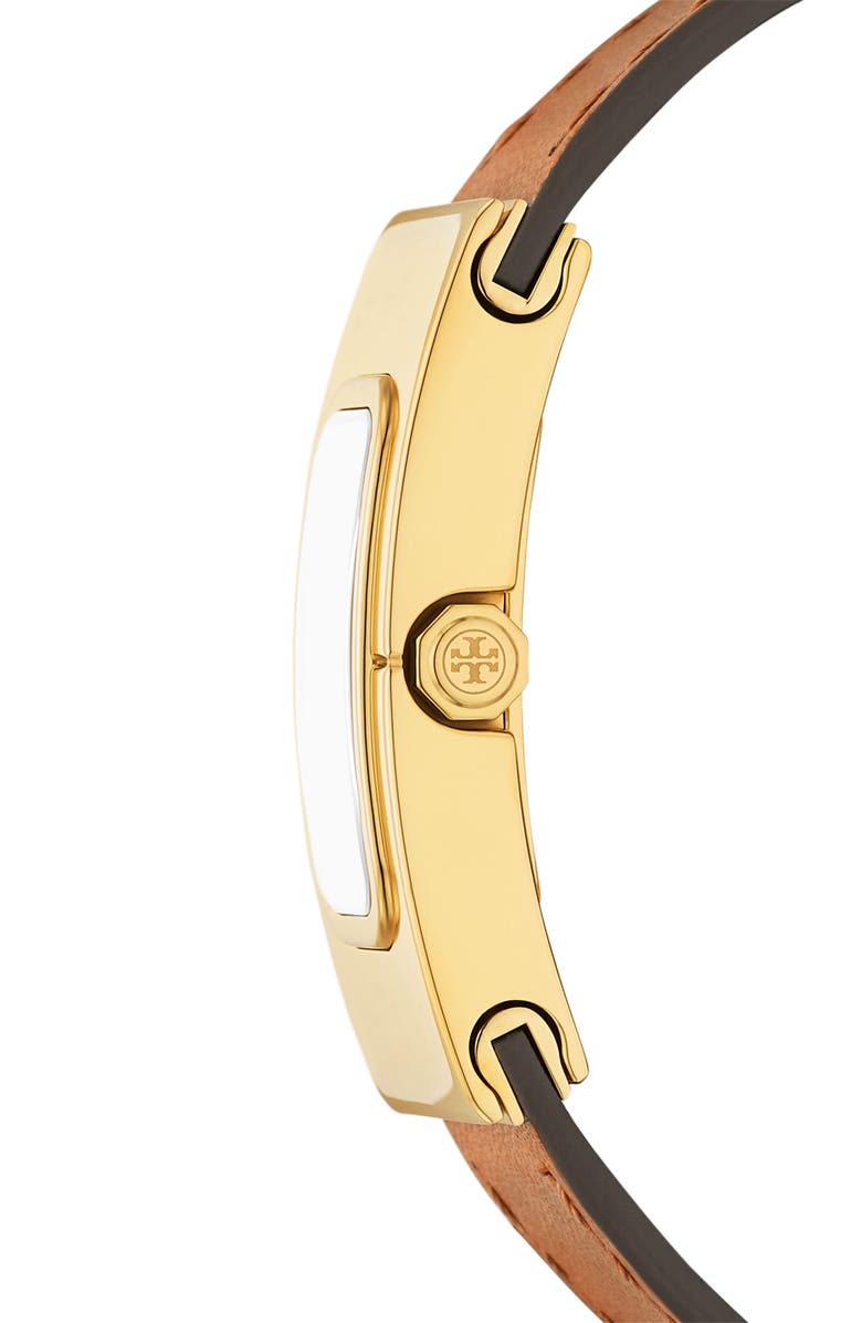Tory Burch The T Leather Strap Watch, 18mm x 40mm, Alternate, color,